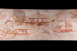 Les fresques de la procession nautique d'Akrotiri,civilisations cycladique et minoenne/The frescoes of the nautical procession of Akrotiri, cyclidic and minoan civilizations